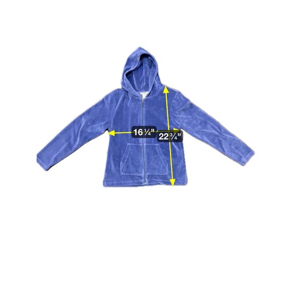 Womens Velour Purple Zip Up Hoodie Jacket SZ Petite Small - Picture 7 of 8